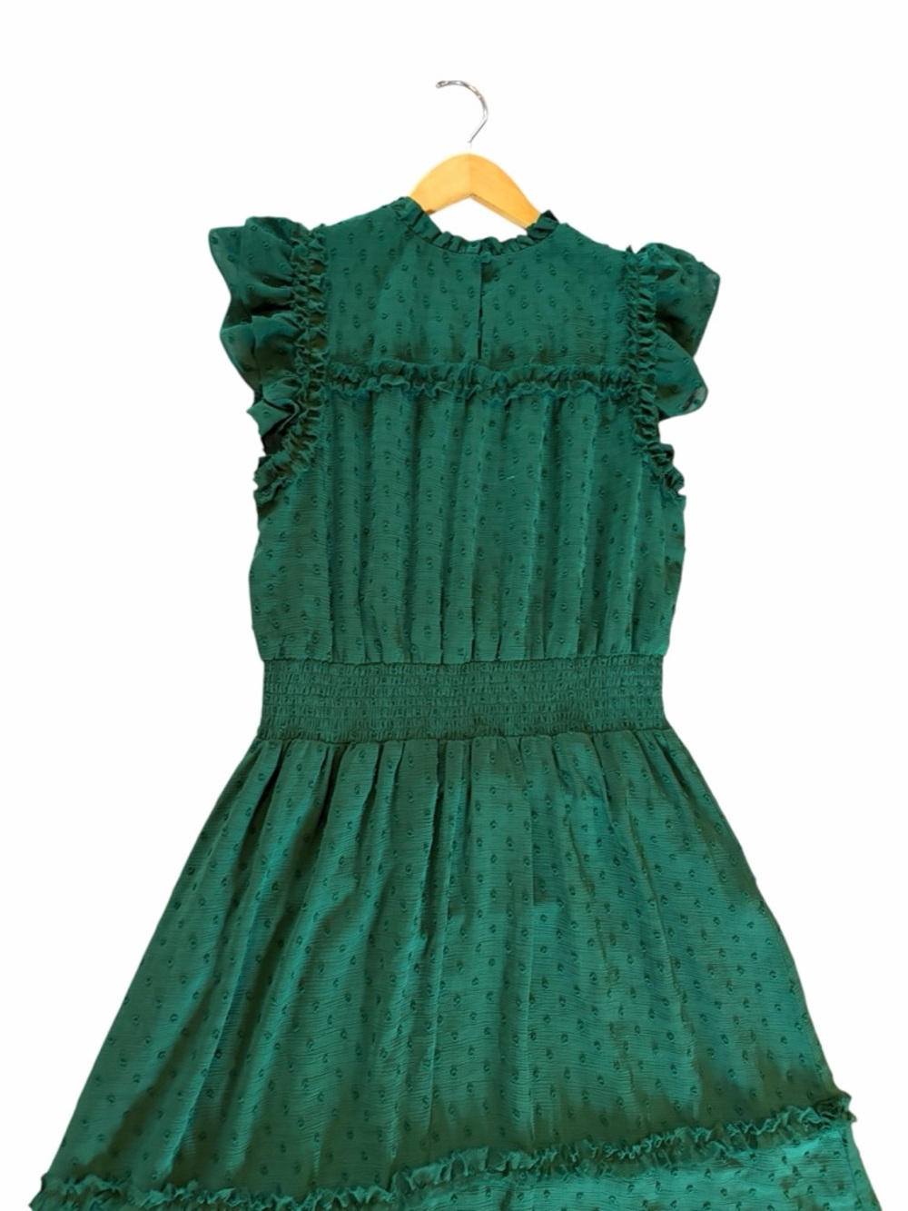 CeCe Clip Dot Green Midi Flutter Dress Large - Picture 4 of 7